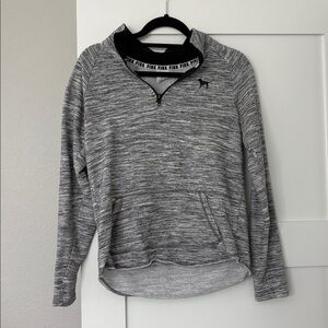 PINK Victoria's Secret Heathered Gray Quarter-Zip Pullover